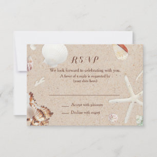Cartes de réponse pour mariage Coquillages et étoi