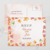 Cartes de réponse pour mariage d'automne à l'aquar (Devant / Derrière)