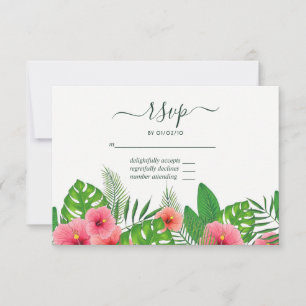Cartes de réponse pour mariage de plage aux feuill
