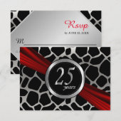 Cartes de réponse pour noces d'argent - 25 ans de  (Devant / Derrière)