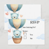 Cartes de réponse pour ours en peluche pour garçon (Devant / Derrière)