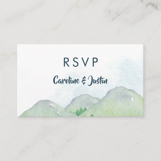 Cartes de réponse pour petit mariage Montagnes Mys (Devant)