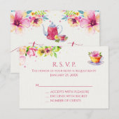 Cartes de réponse pour thé floral (Devant / Derrière)