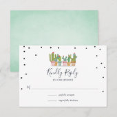 Cartes de réponse pour une fête de mariage Cactus (Devant / Derrière)