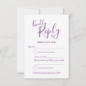 Cartes- de réponse pourpres mauve de mariage d'art (Dos)