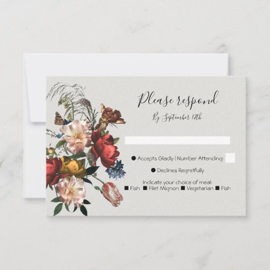 Cartes de réponse Rembrandt Floral Mariage RSVP (Devant)