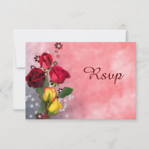 Cartes de réponse Roses Rouges & Jaunes Chic