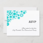 Cartes de réponse / RSVP à motifs floraux turquois (Devant)