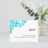 Cartes de réponse / RSVP à motifs floraux turquois (Debout devant)