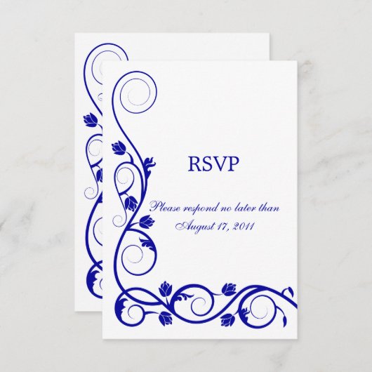 Cartes de réponse / RSVP à tourbillon bleu royal p (Devant / Derrière)