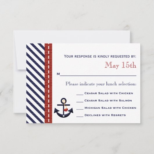 Cartes de réponse RSVP Ancre nautique (Dos)