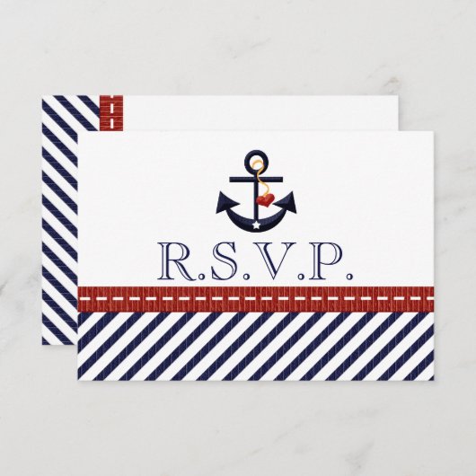 Cartes de réponse RSVP Ancre nautique (Devant / Derrière)