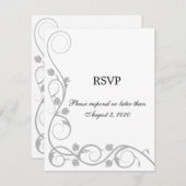 Cartes de réponse RSVP avec des volutes argentées (Devant / Derrière)