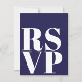 Cartes de réponse RSVP bleu marine élégantes avec  (Dos)