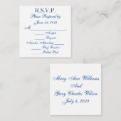 Cartes de réponse RSVP bleues et blanches (Devant / Derrière)
