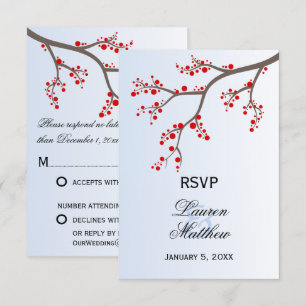 Cartes de réponse RSVP Branche de baie d'hiver