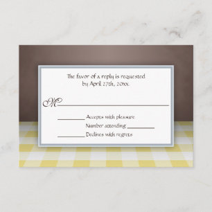 Cartes de réponse RSVP Brown Jaune En vichy