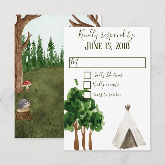Cartes de réponse RSVP Dans la forêt (Devant / Derrière)