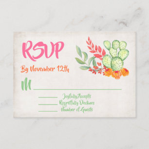 Cartes de réponse RSVP de mariage de cactus mexica