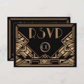 Cartes de réponse RSVP de mariage de style Gatsby  (Devant / Derrière)
