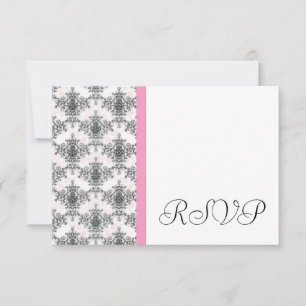 Cartes de réponse RSVP de mariage en damas noir bl