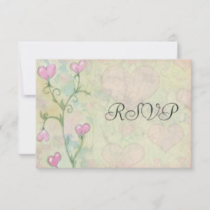 Cartes de réponse RSVP de mariage floral rose Hear