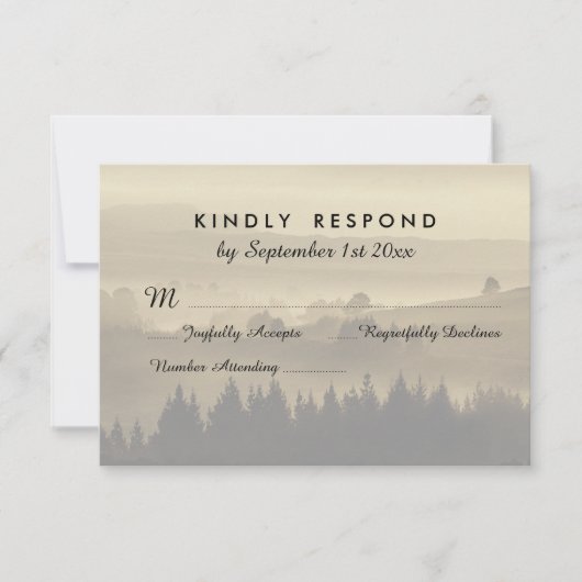 Cartes de réponse RSVP de mariage rustique de mont (Devant)