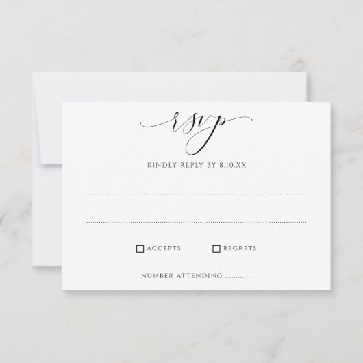 Cartes de réponse RSVP de mariage simple et élégan (Devant)