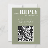 Cartes de réponse RSVP de style vert sauge avec QR (Devant)