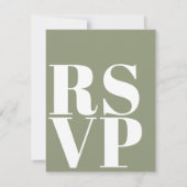 Cartes de réponse RSVP de style vert sauge avec QR (Dos)