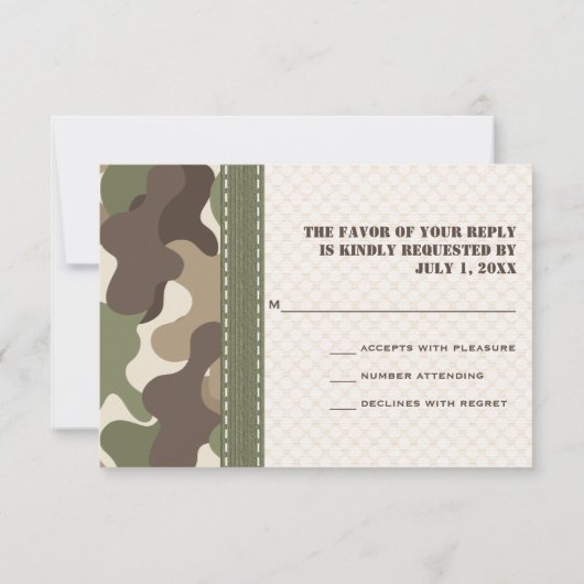 Cartes de réponse RSVP du coeur Camo Camouflage (Dos)