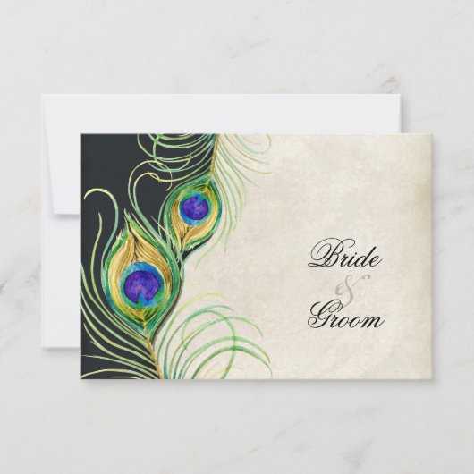 Cartes de réponse RSVP en Damas noires (Devant)