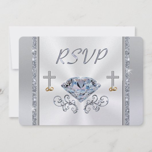Cartes de réponse RSVP en diamant chrétien personn (Devant)