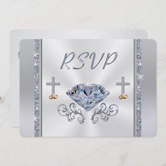 Cartes de réponse RSVP en diamant chrétien personn (Devant / Derrière)