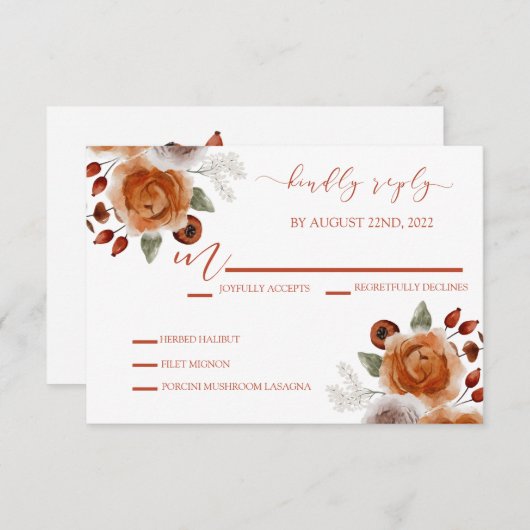 Cartes de réponse RSVP faire-part de mariage (Devant / Derrière)