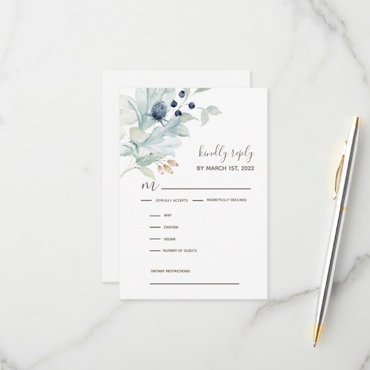 Cartes de réponse RSVP faire-part de mariage (Devant/Arrière en situation)