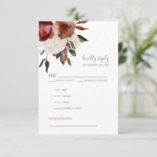 Cartes de réponse RSVP faire-part de mariage (Debout devant)