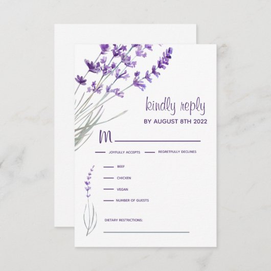 Cartes de réponse RSVP faire-part de mariage (Devant / Derrière)