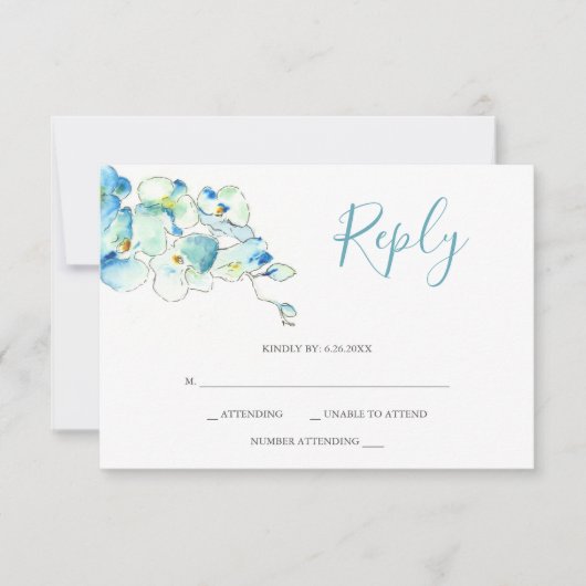 Cartes de réponse RSVP Fleur d'orchidée à l'aquare (Devant)