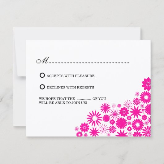 Cartes de réponse RSVP Fleurs magenta jolies (Dos)