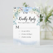 Cartes de réponse RSVP Floral à aquarelle bleue (Debout devant)