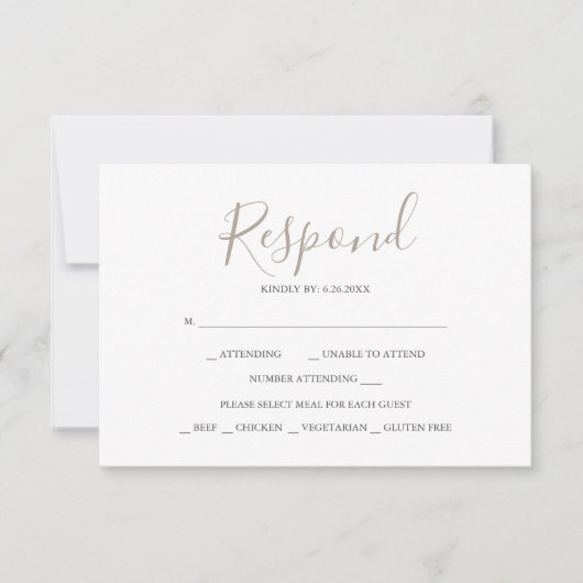 Cartes de réponse RSVP neutres (Devant)