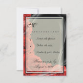 Cartes de réponse RSVP Noir & Rouge Rose Wedding (Dos)
