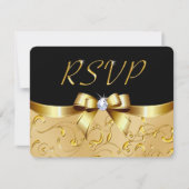Cartes de réponse RSVP noires et dorées époustoufl (Devant)