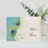 Cartes de réponse RSVP Peacock Feathers (Debout devant)
