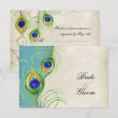 Cartes de réponse RSVP Peacock Feathers (Devant / Derrière)