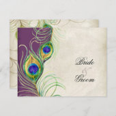 Cartes de réponse RSVP Peacock Feathers (Devant / Derrière)