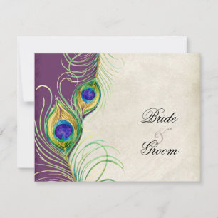 Cartes de réponse RSVP Peacock Feathers