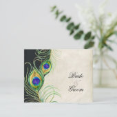 Cartes de réponse RSVP Peacock Feathers (Debout devant)