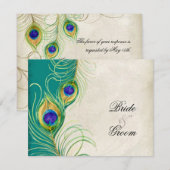 Cartes de réponse RSVP Peacock Feathers (Devant / Derrière)